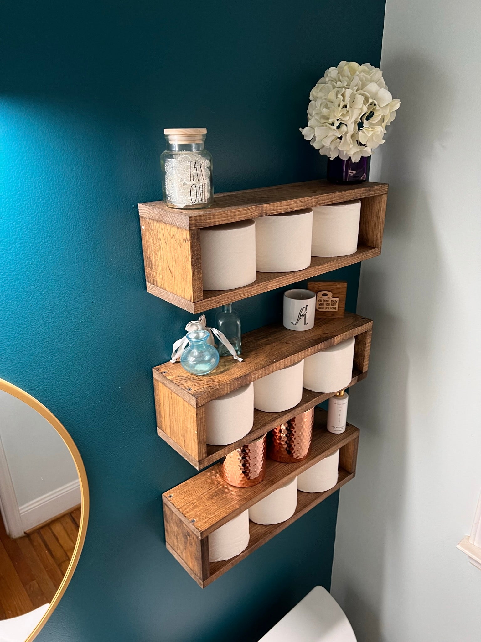 Toilet buy paper shelf ,Wood Shelf , Bathroom storage