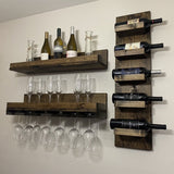 The STEVEN: Tiered Wall Mounted Wood Wine Bottle Holder Rack Wine Rack Shelf