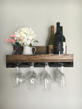 The RYAN: Rustic Wood Wine Rack & Shelf